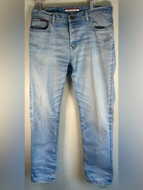 Tommy Hilfiger Men’s Slim Jeans 34X31 Light Wash Stretch Scanton Style Denim Y2K
